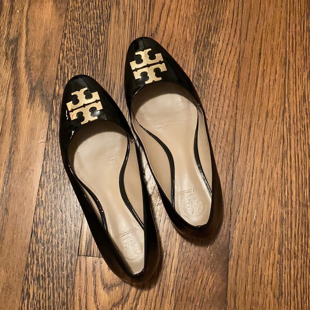 Tory Burch Black Patent Raleigh Flats Sz 7